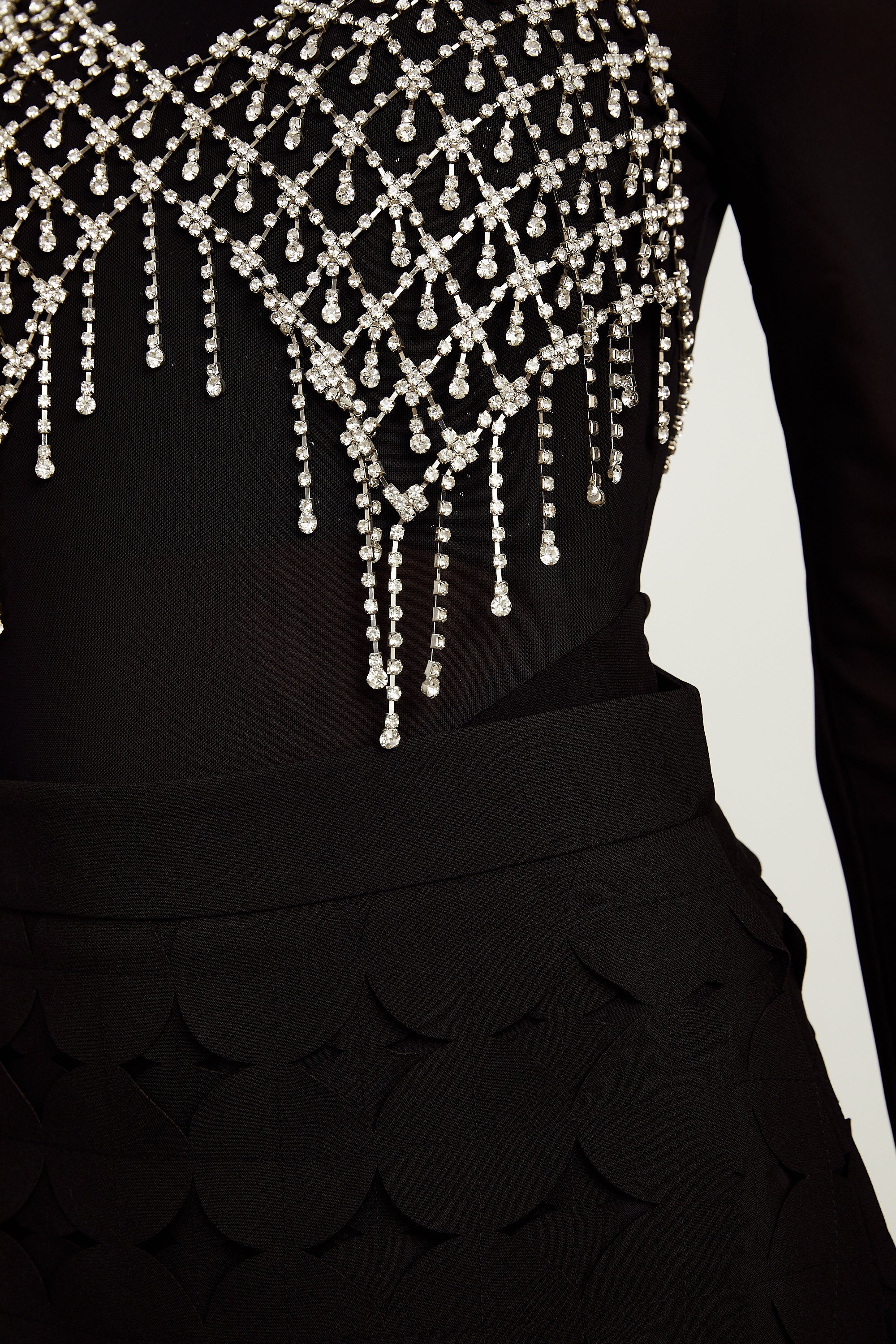 Hanna disc-design fringed maxi skirt in Black