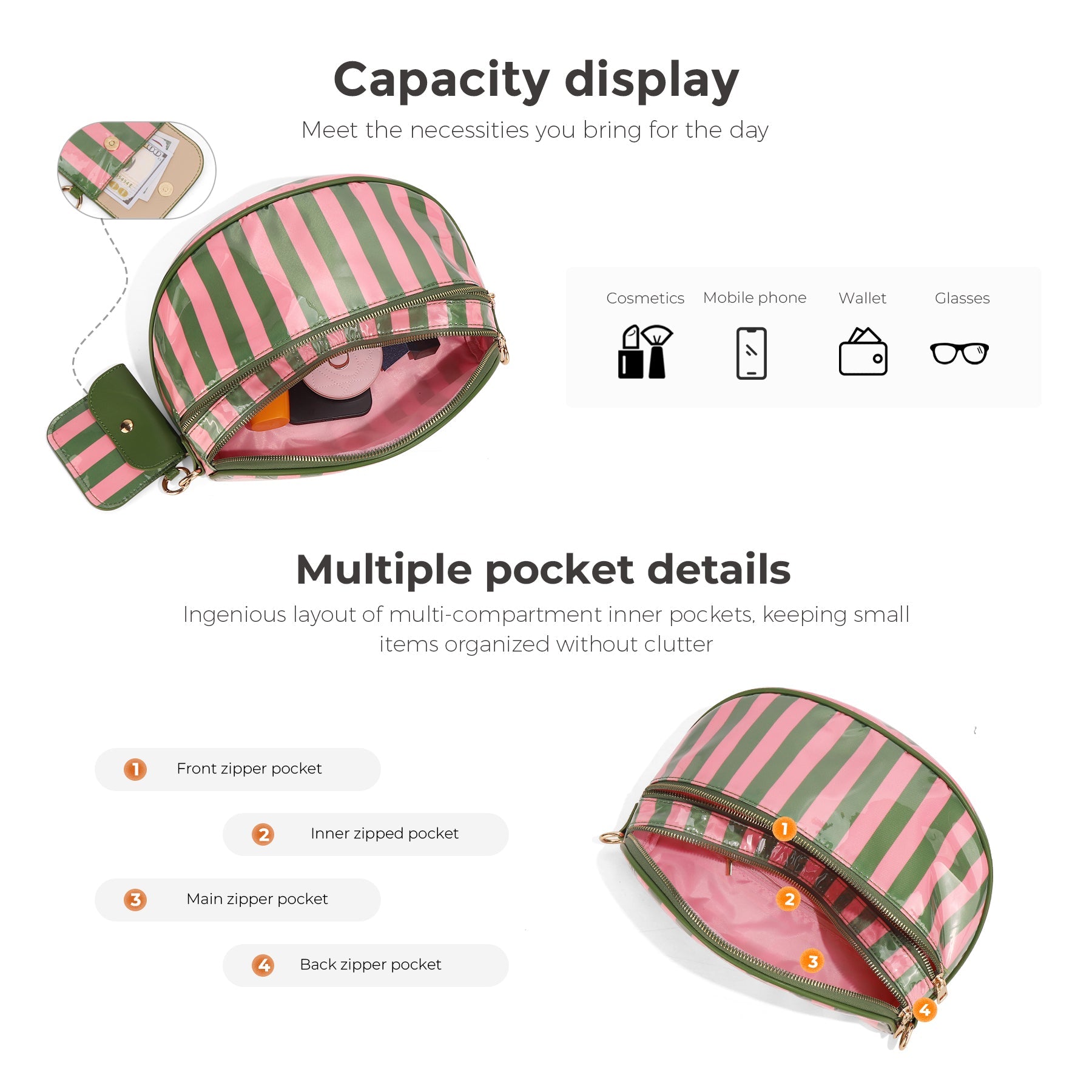 Olivia & Claire Checkered Crossbody Bum Bag for Women Large Capacity Belt Bag for Moms & Everyday Travel