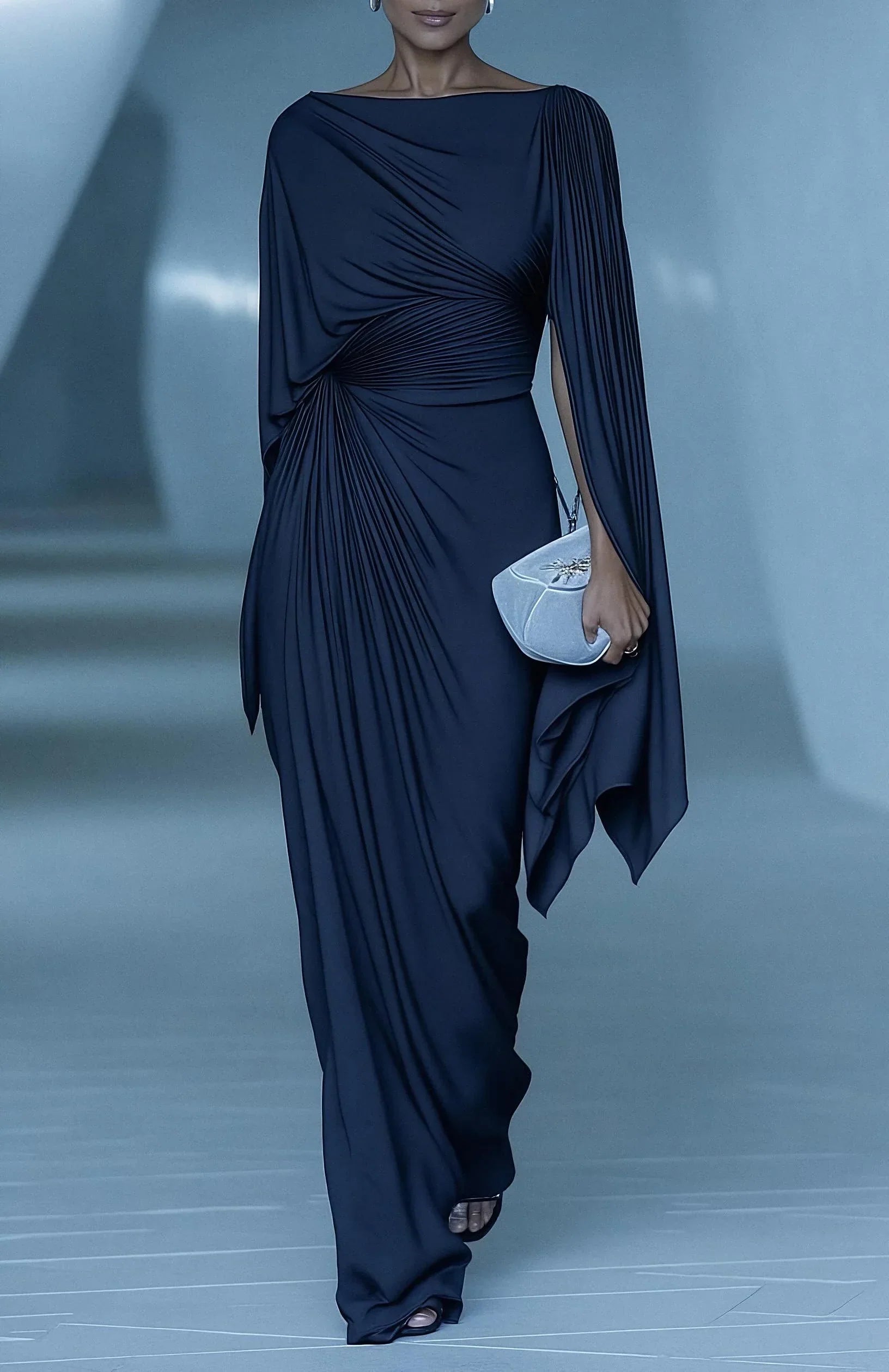 Melyssa™ Pleated Drape Maxi Dress