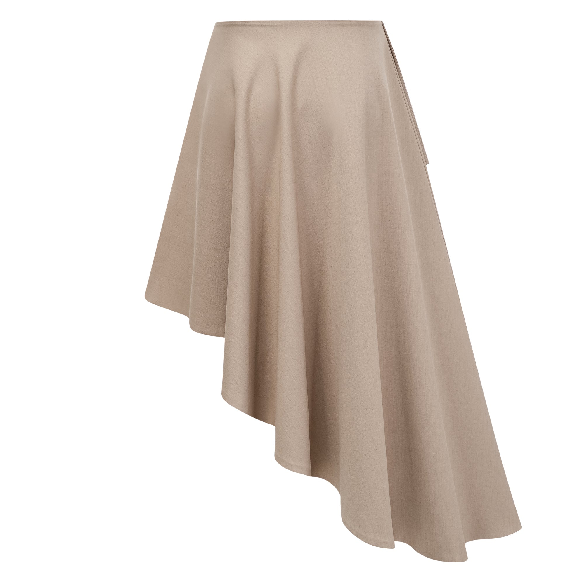 Filomena Beige Draped Asymmetrical Mini Skirt
