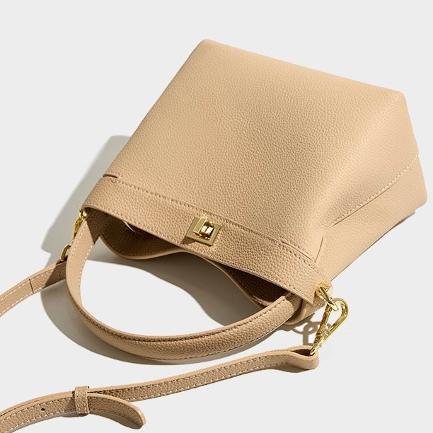 Women’s Genuine Leather Minimalist Bucket Bag