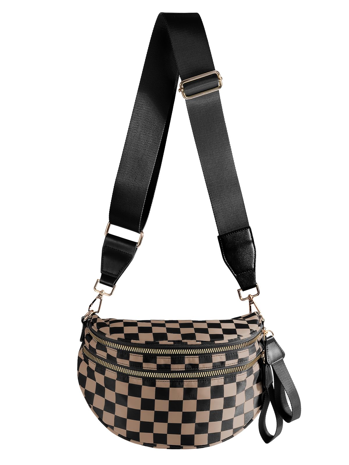 Olivia & Claire Checkered Crossbody Bum Bag for Women Large Capacity Belt Bag for Moms & Everyday Travel
