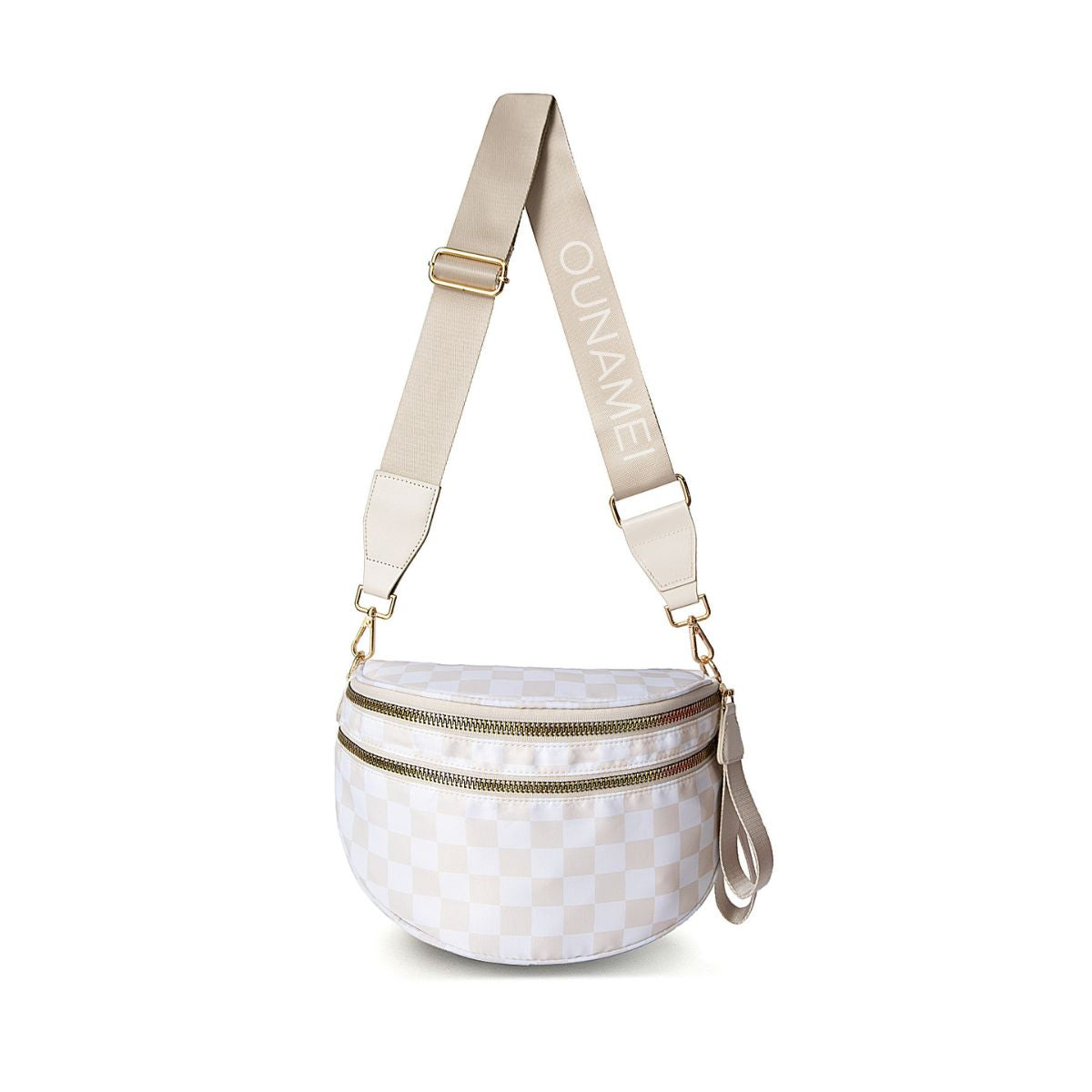 Olivia & Claire Checkered Crossbody Bum Bag for Women Large Capacity Belt Bag for Moms & Everyday Travel