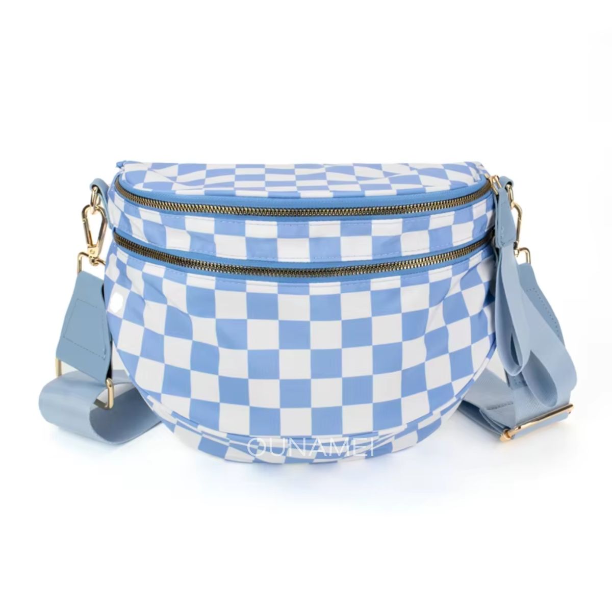 Olivia & Claire Checkered Crossbody Bum Bag for Women Large Capacity Belt Bag for Moms & Everyday Travel