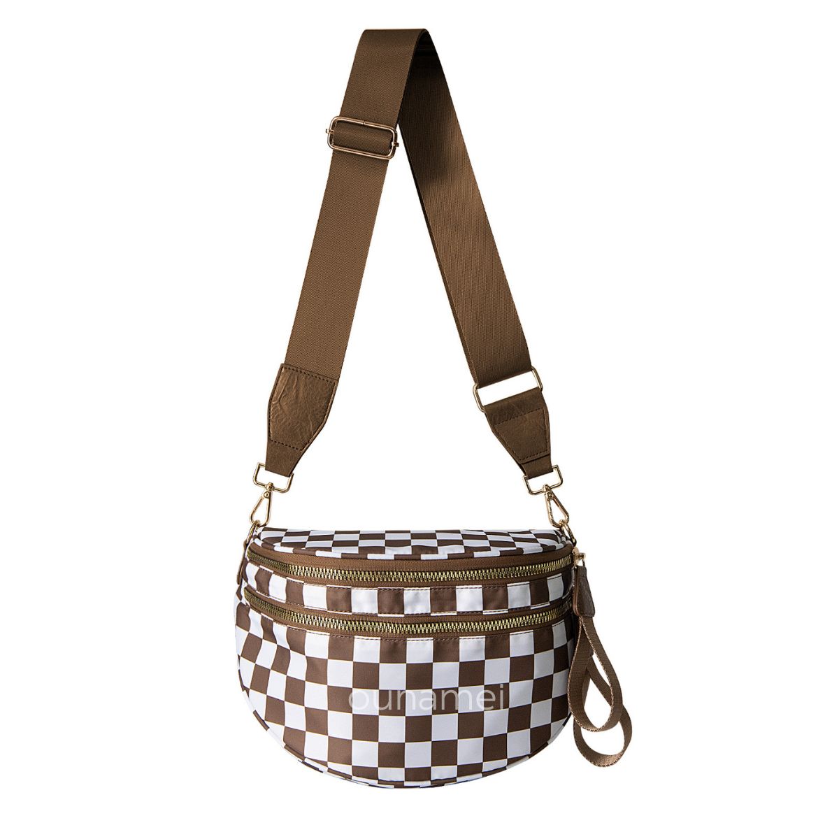 Olivia & Claire Checkered Crossbody Bum Bag for Women Large Capacity Belt Bag for Moms & Everyday Travel
