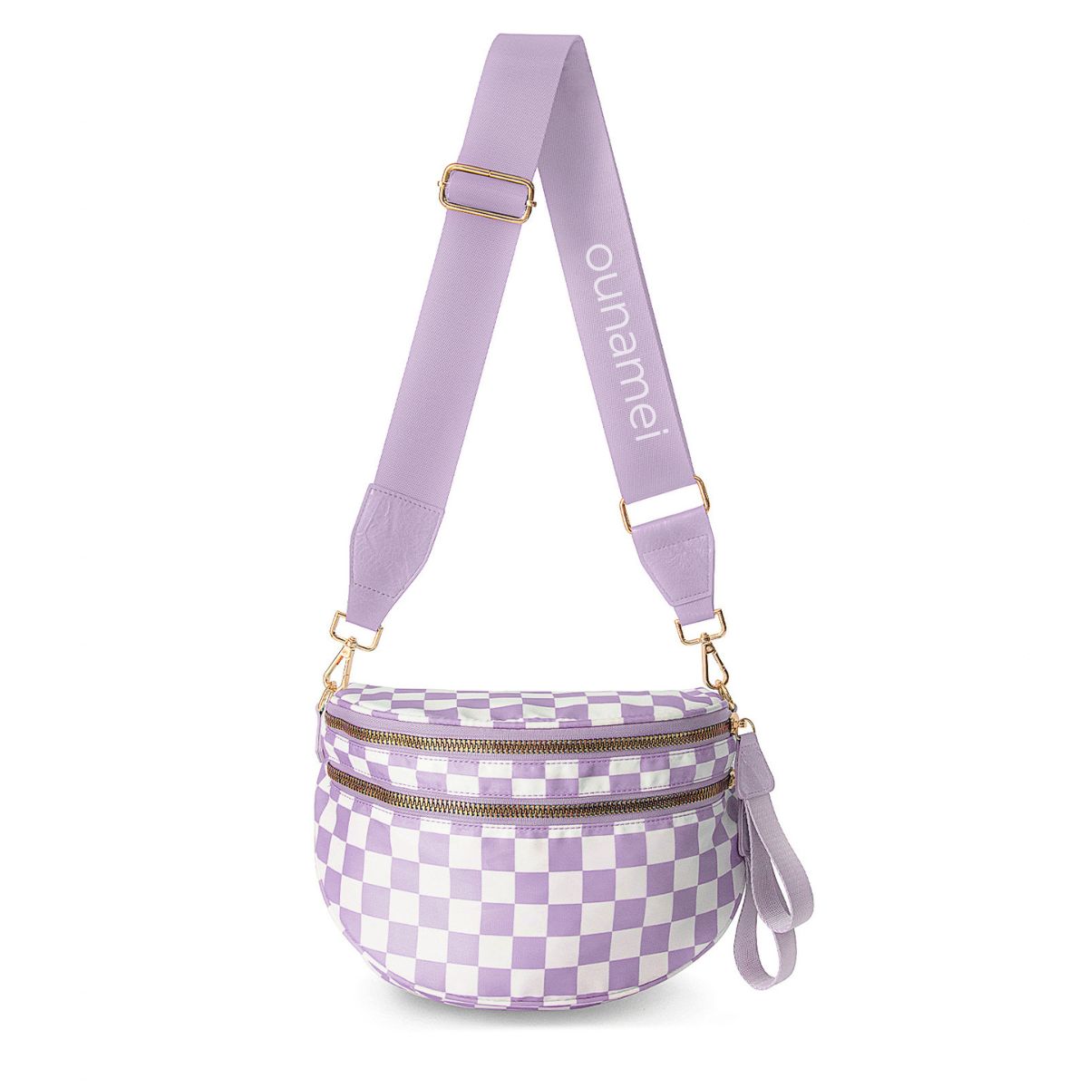 Olivia & Claire Checkered Crossbody Bum Bag for Women Large Capacity Belt Bag for Moms & Everyday Travel