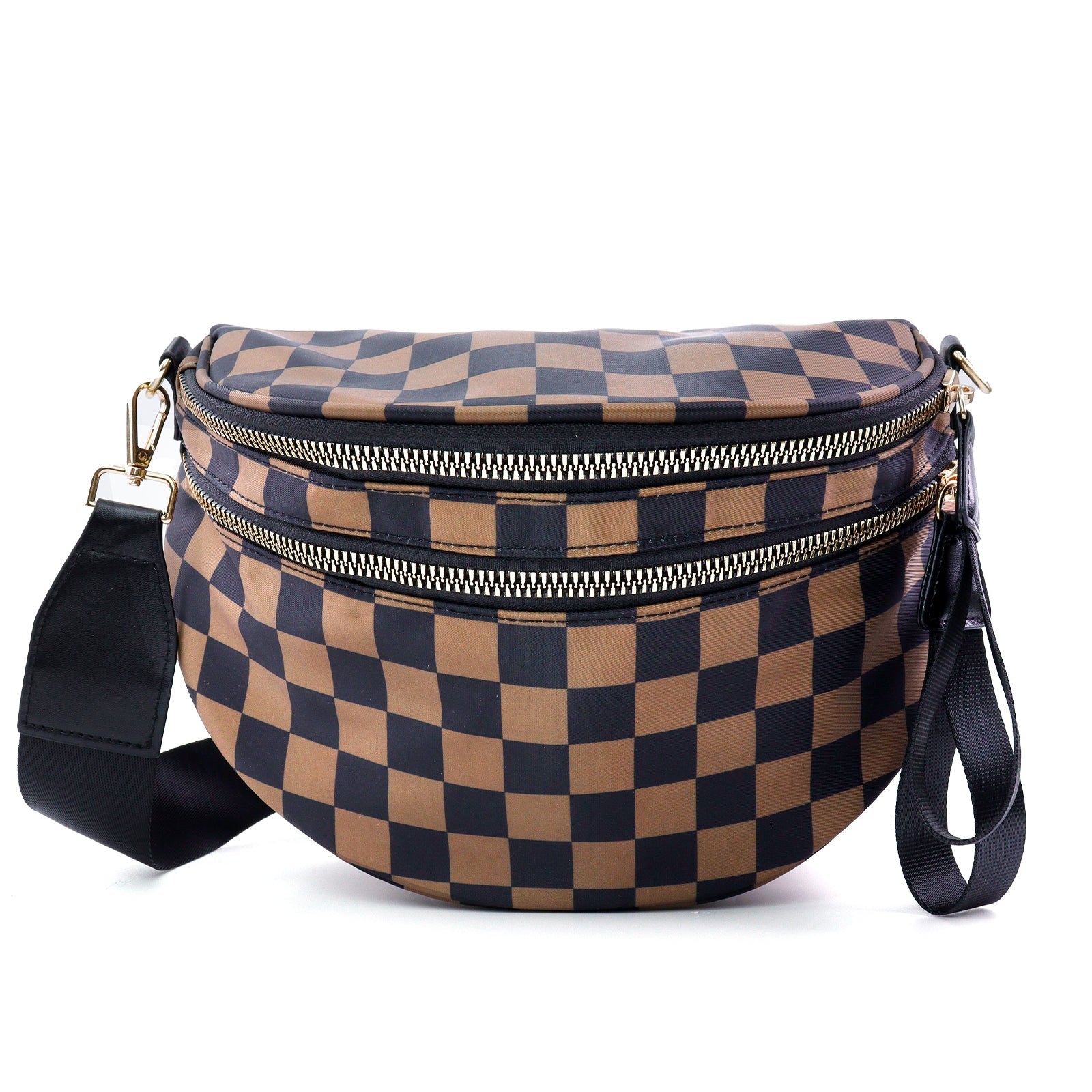 Olivia & Claire Checkered Crossbody Bum Bag for Women Large Capacity Belt Bag for Moms & Everyday Travel