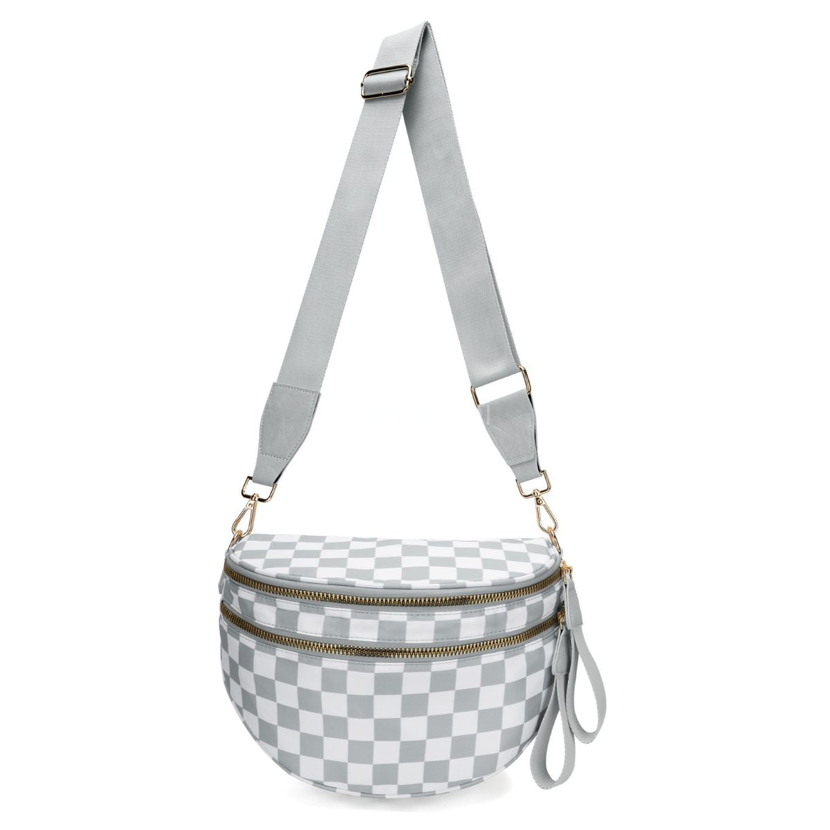Olivia & Claire Checkered Crossbody Bum Bag for Women Large Capacity Belt Bag for Moms & Everyday Travel