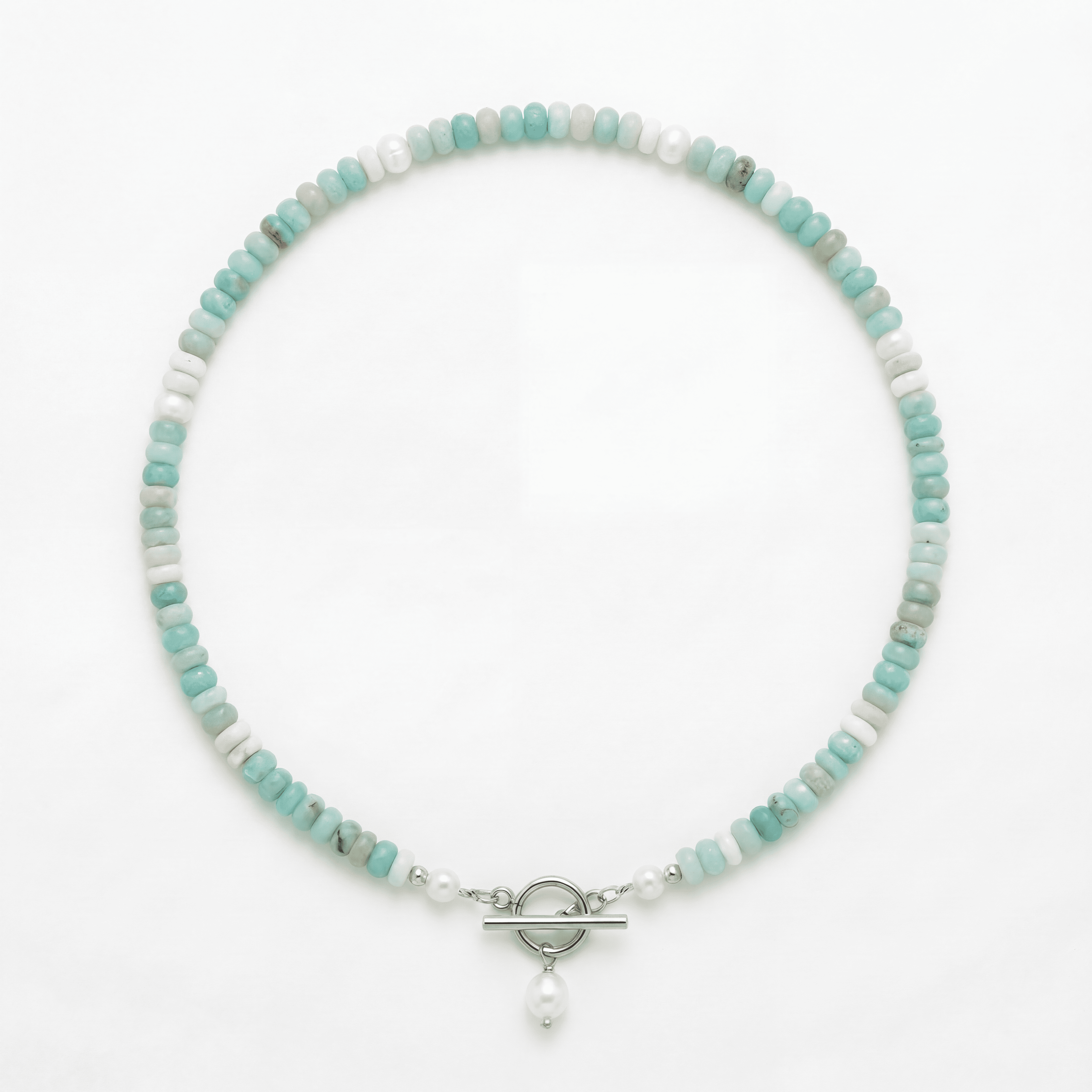 Turquoise Bead Pearl Necklace