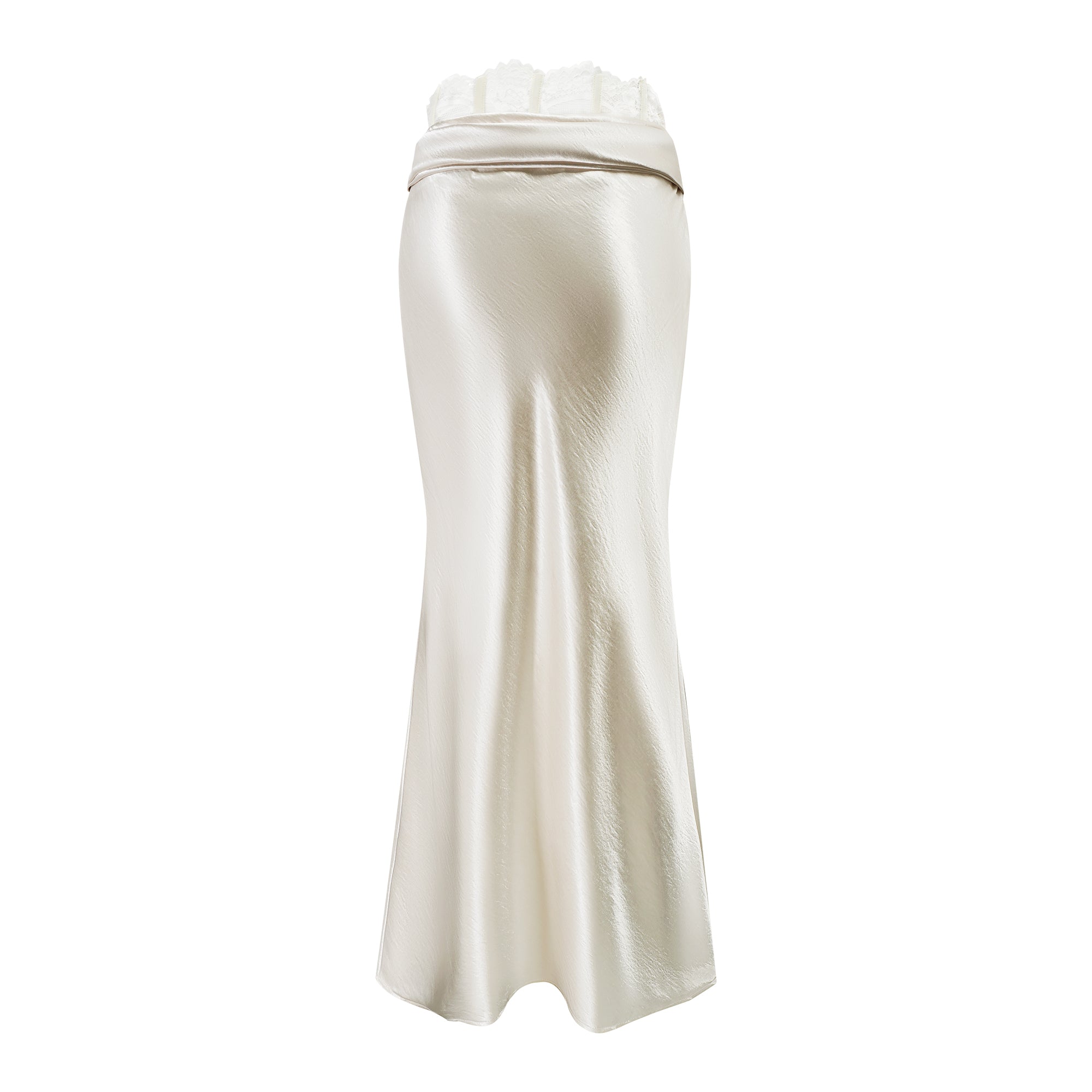 Eeva White Floral Lace Panel Maxi Skirt