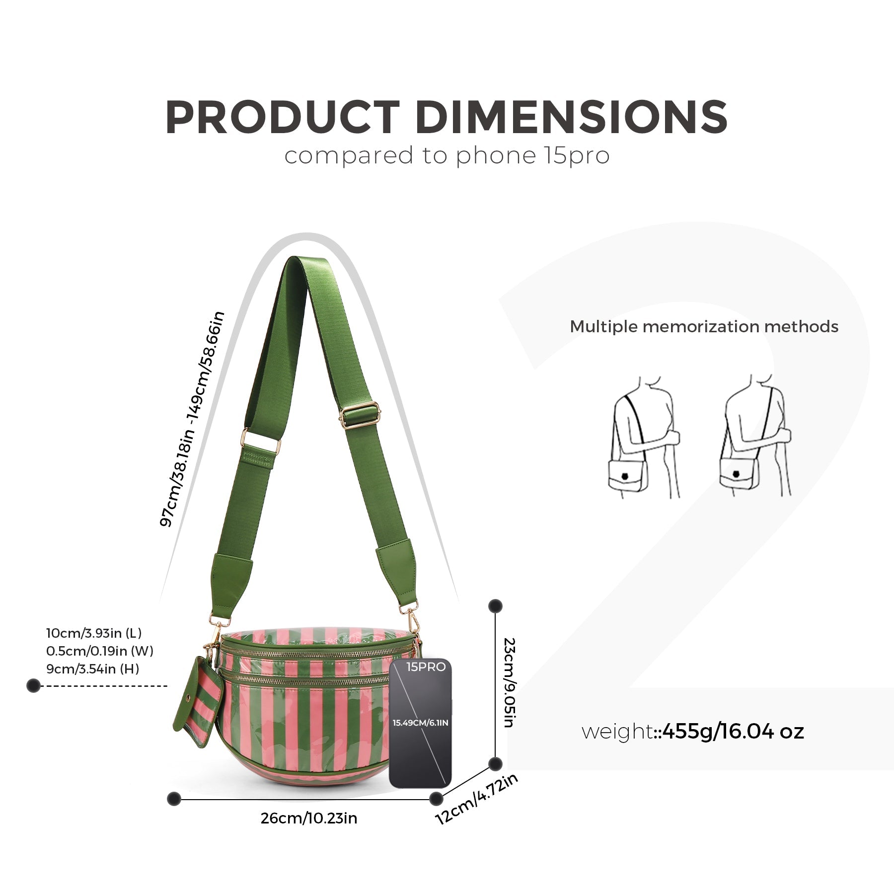 Olivia & Claire Checkered Crossbody Bum Bag for Women Large Capacity Belt Bag for Moms & Everyday Travel