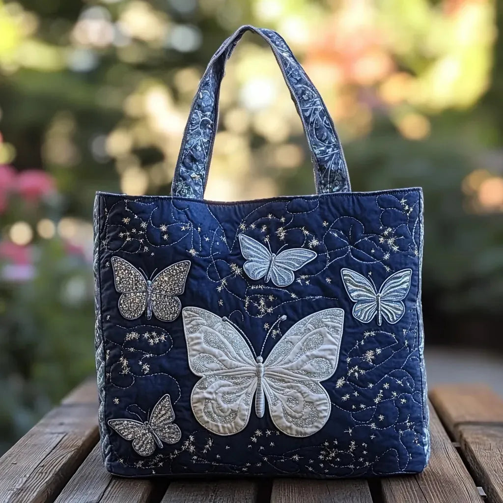 HANDMADE BAG - SILVER COLORED BUTTERFLY