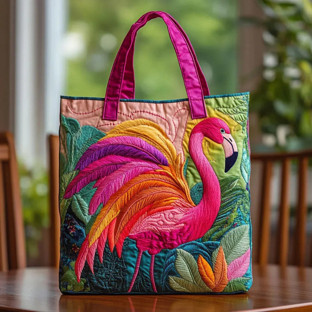 HANDMADE BAG - FLAMINGO AND RAINBOW