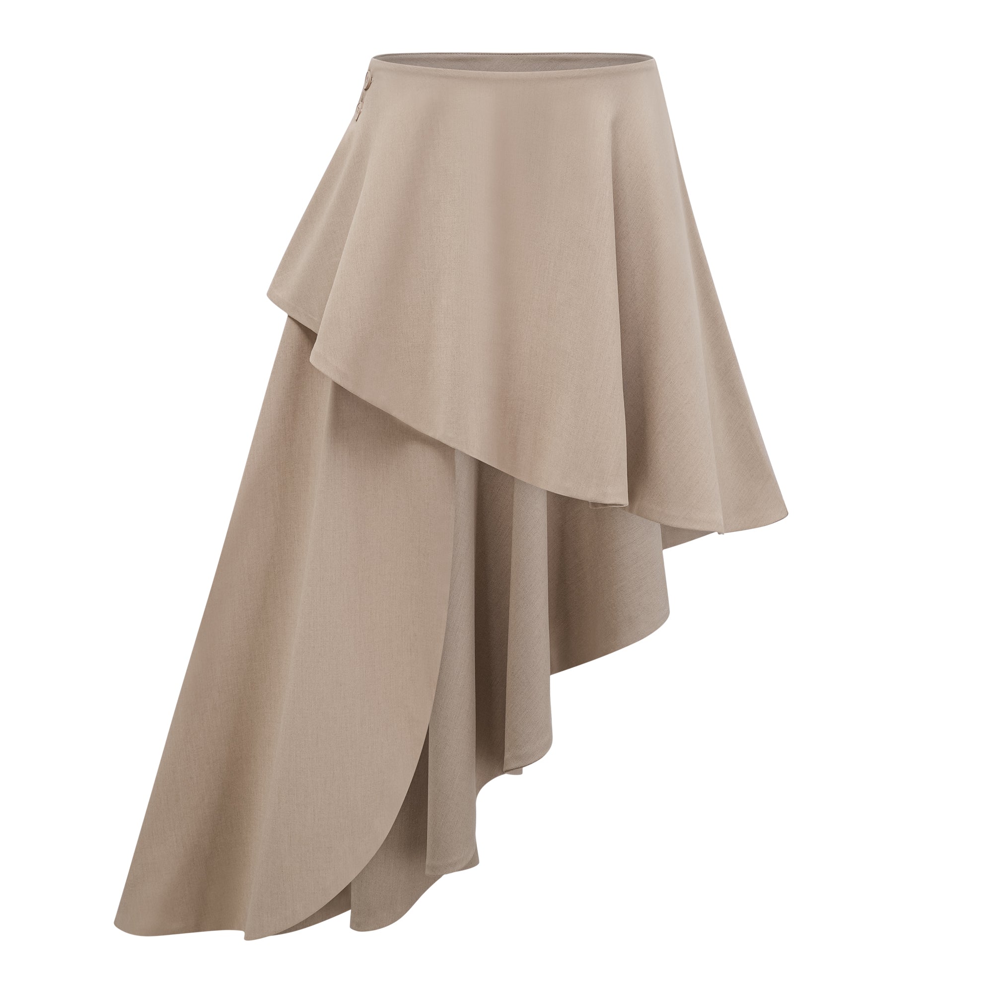 Filomena Beige Draped Asymmetrical Mini Skirt