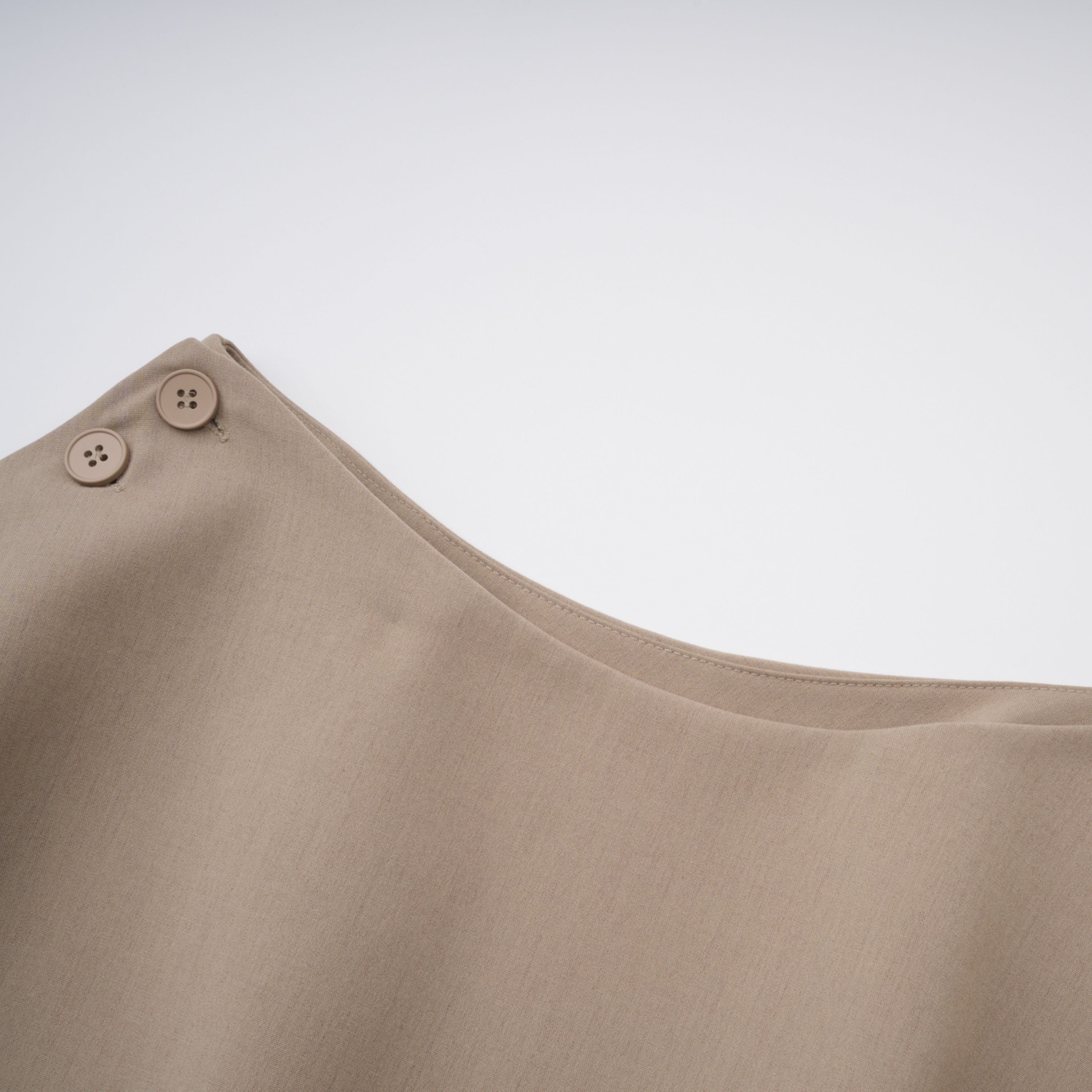 Filomena Beige Draped Asymmetrical Mini Skirt