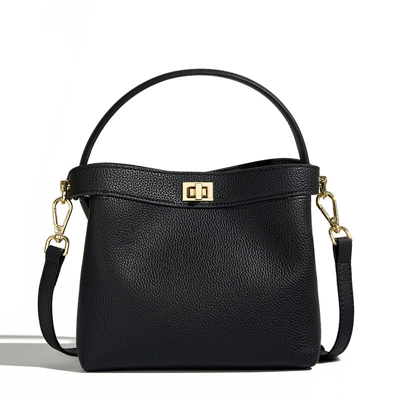 Women’s Genuine Leather Minimalist Bucket Bag