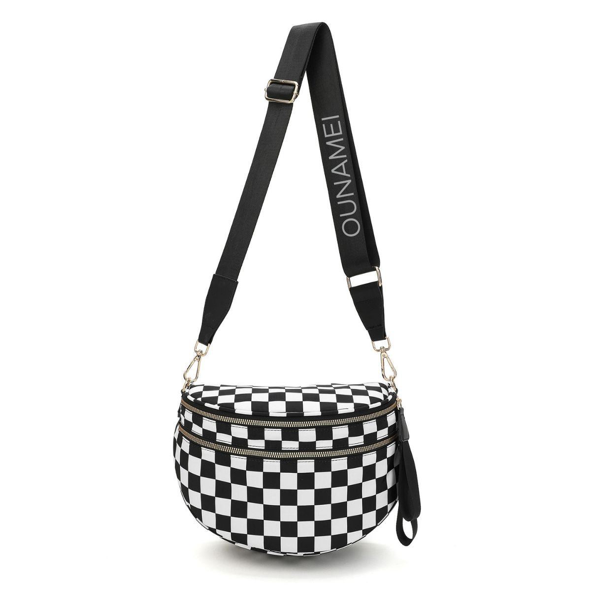Olivia & Claire Checkered Crossbody Bum Bag for Women Large Capacity Belt Bag for Moms & Everyday Travel
