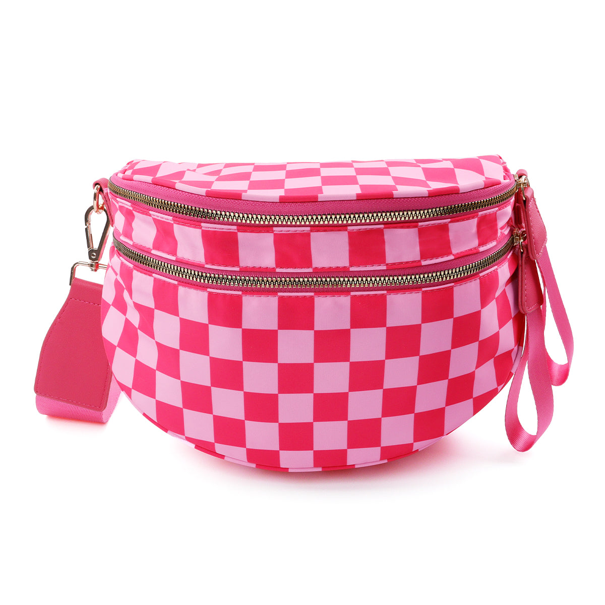 Olivia & Claire Checkered Crossbody Bum Bag for Women Large Capacity Belt Bag for Moms & Everyday Travel