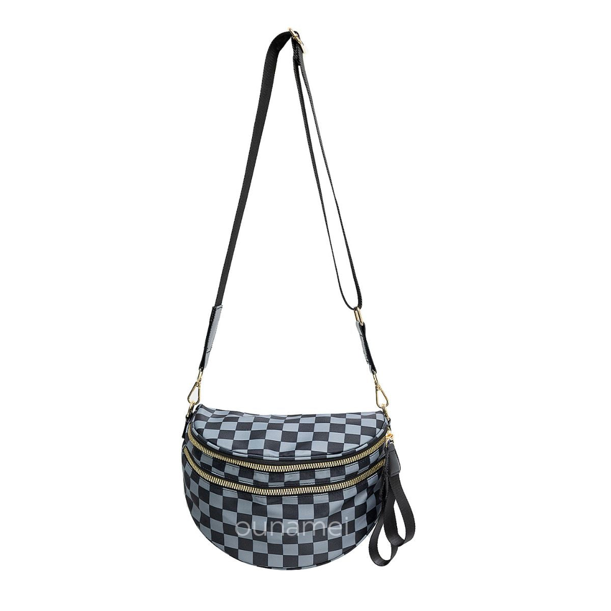 Olivia & Claire Checkered Crossbody Bum Bag for Women Large Capacity Belt Bag for Moms & Everyday Travel