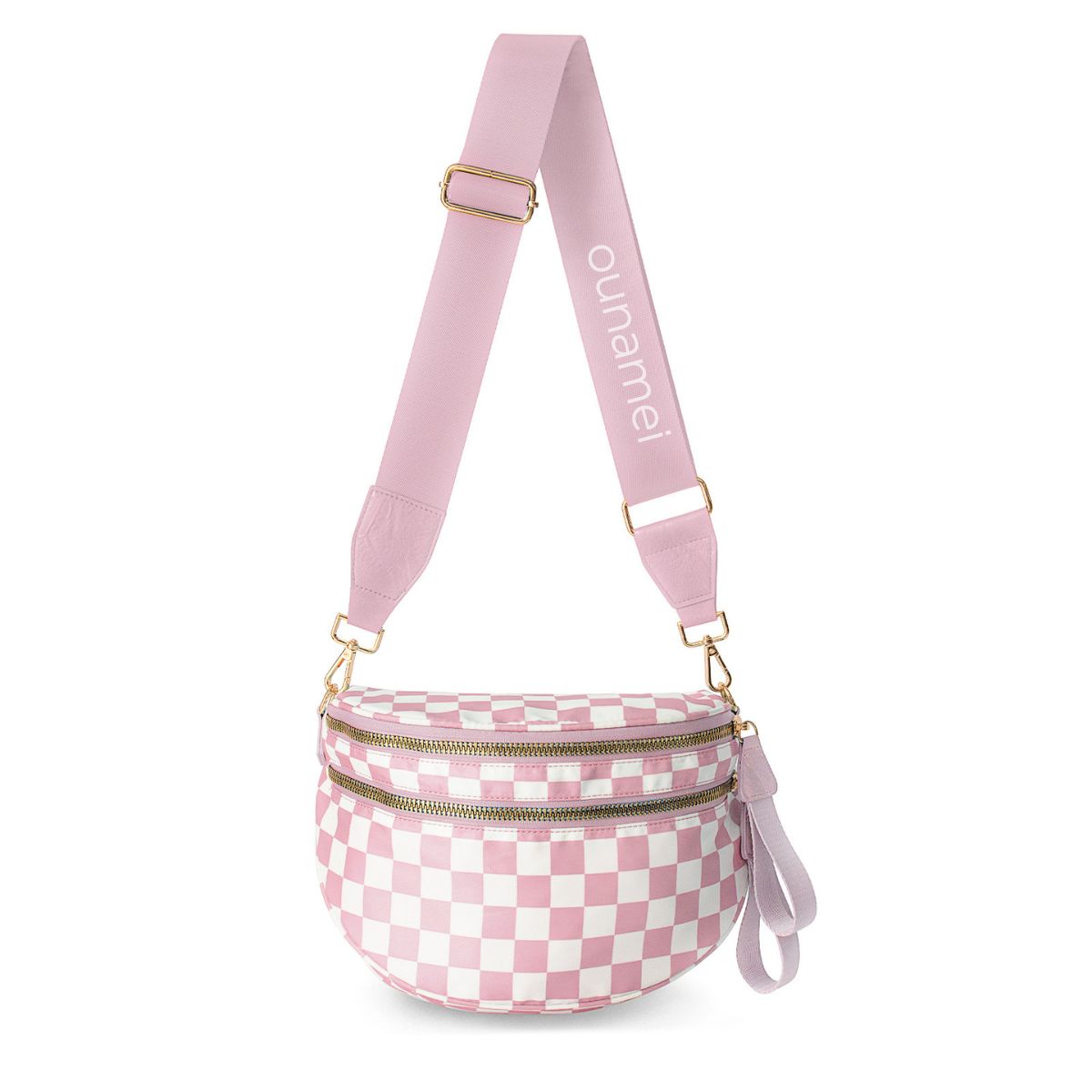 Olivia & Claire Checkered Crossbody Bum Bag for Women Large Capacity Belt Bag for Moms & Everyday Travel