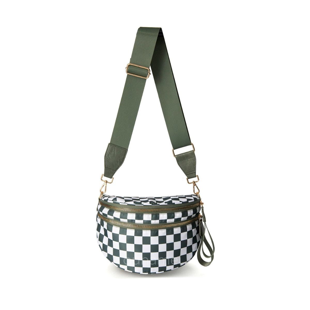 Olivia & Claire Checkered Crossbody Bum Bag for Women Large Capacity Belt Bag for Moms & Everyday Travel