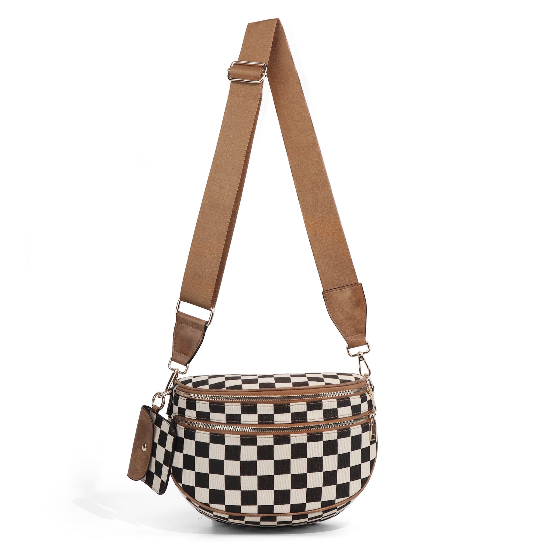 Olivia & Claire Checkered Crossbody Bum Bag for Women Large Capacity Belt Bag for Moms & Everyday Travel