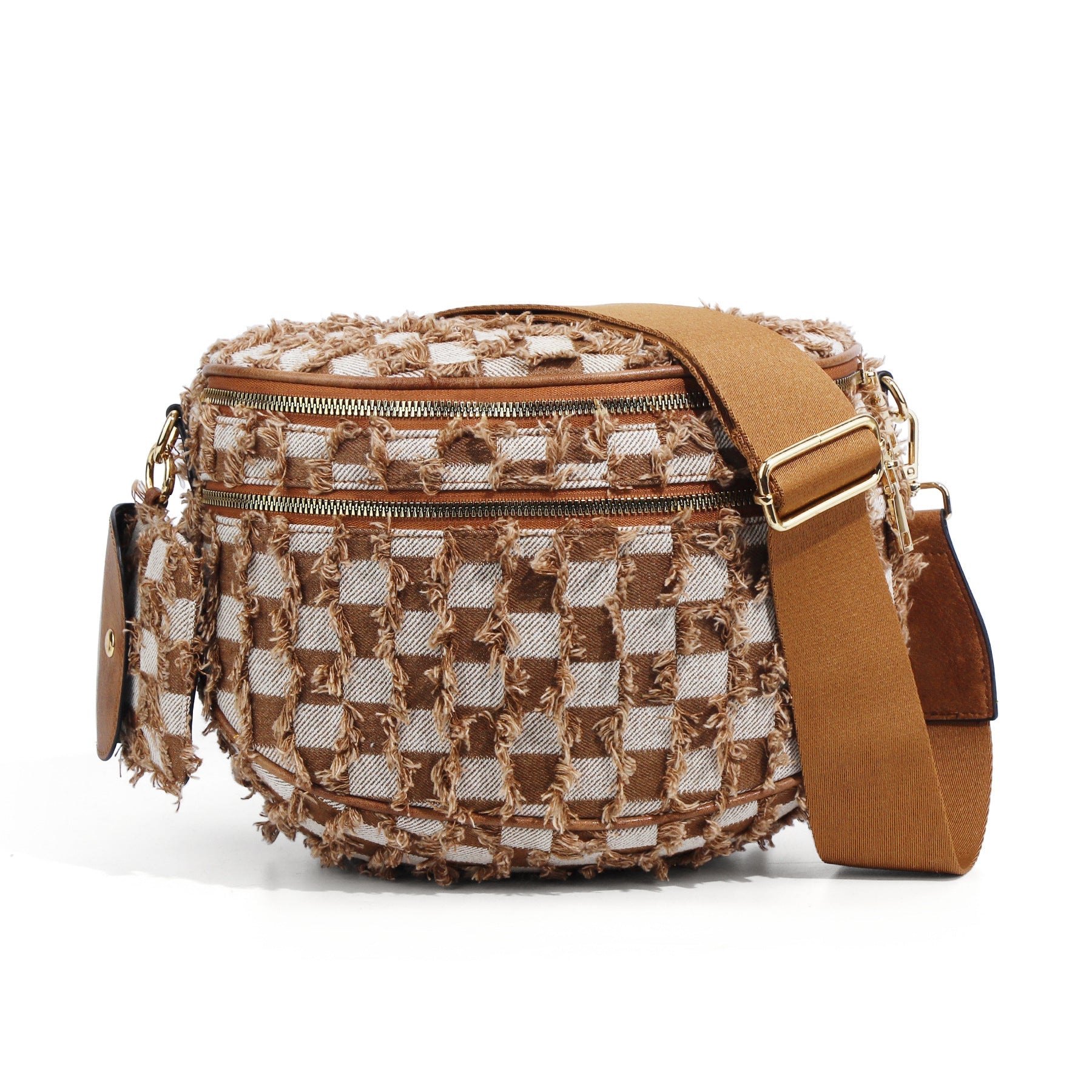 Olivia & Claire Checkered Crossbody Bum Bag for Women Large Capacity Belt Bag for Moms & Everyday Travel
