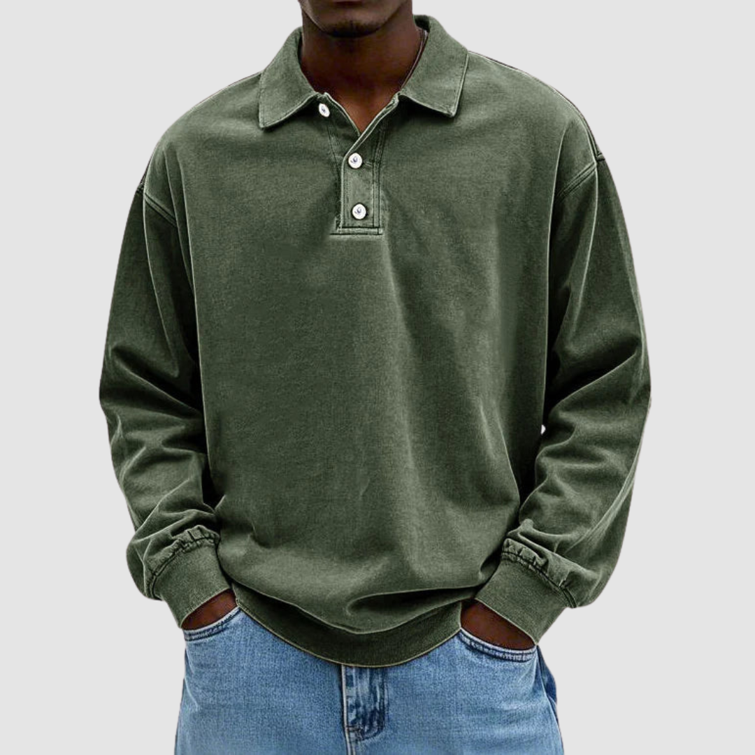 Maxime™ Vintage Long Sleeve Polo Shirt