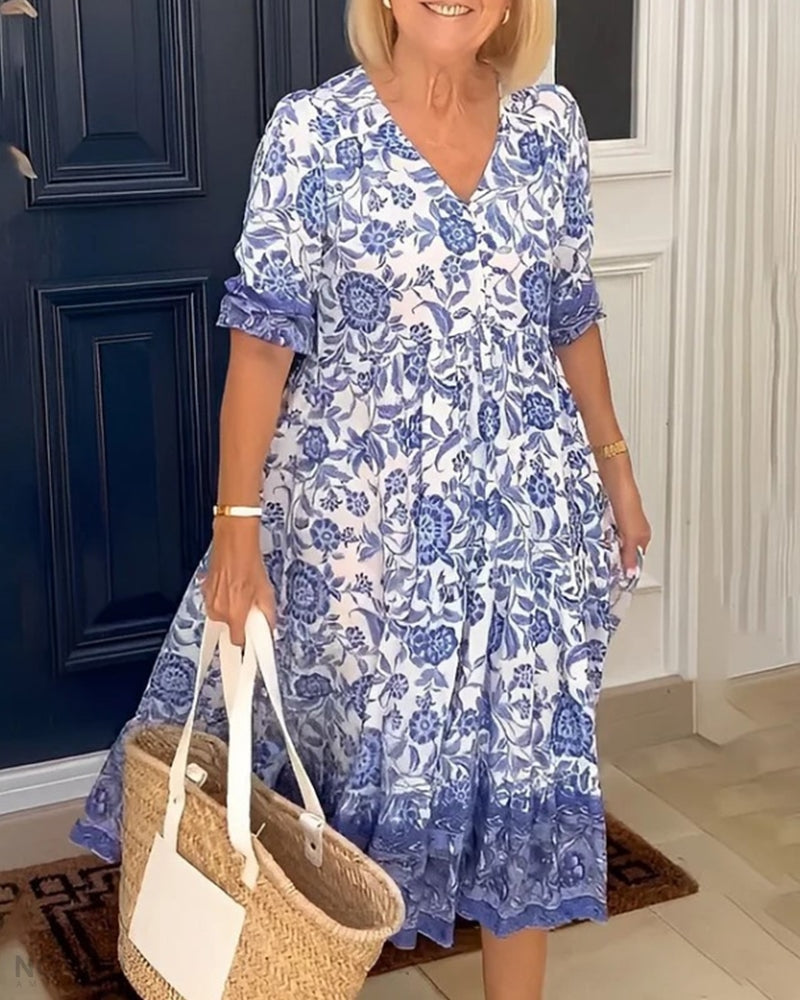 Penelope™ Elegant Floral V-Neck Dress