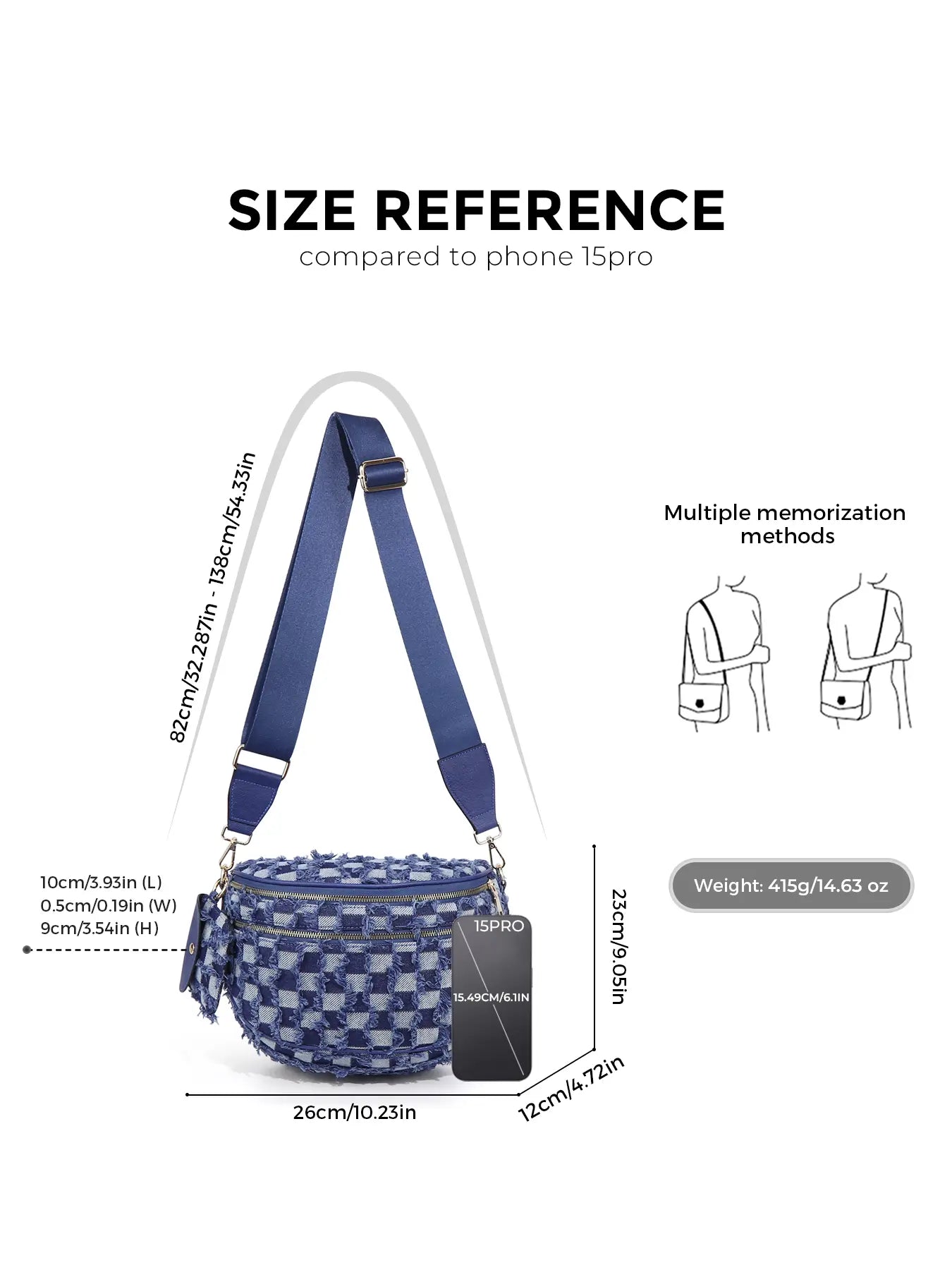 Olivia & Claire Checkered Crossbody Bum Bag for Women Large Capacity Belt Bag for Moms & Everyday Travel