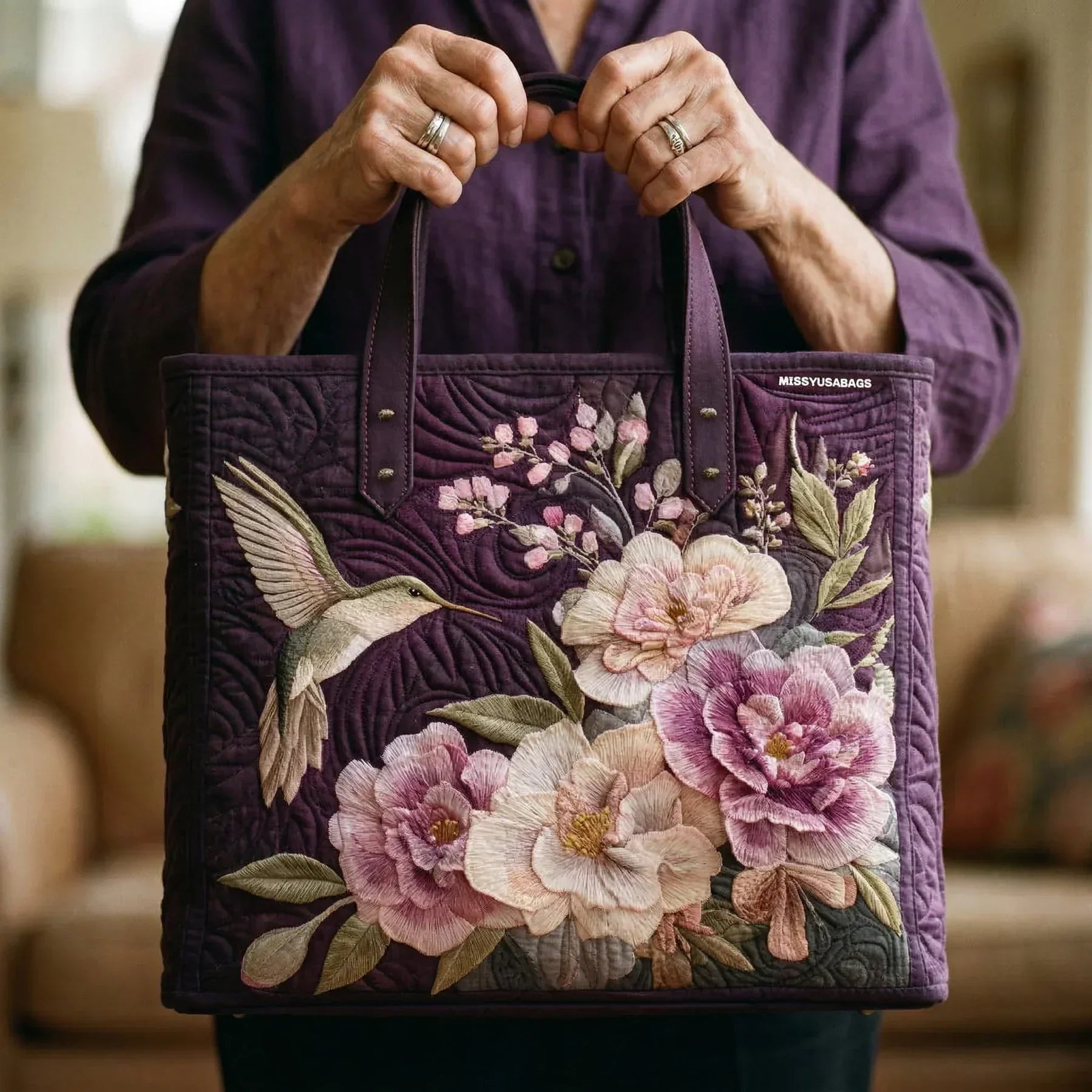 HANDMADE BAG - HUMMINGBIRDS AND