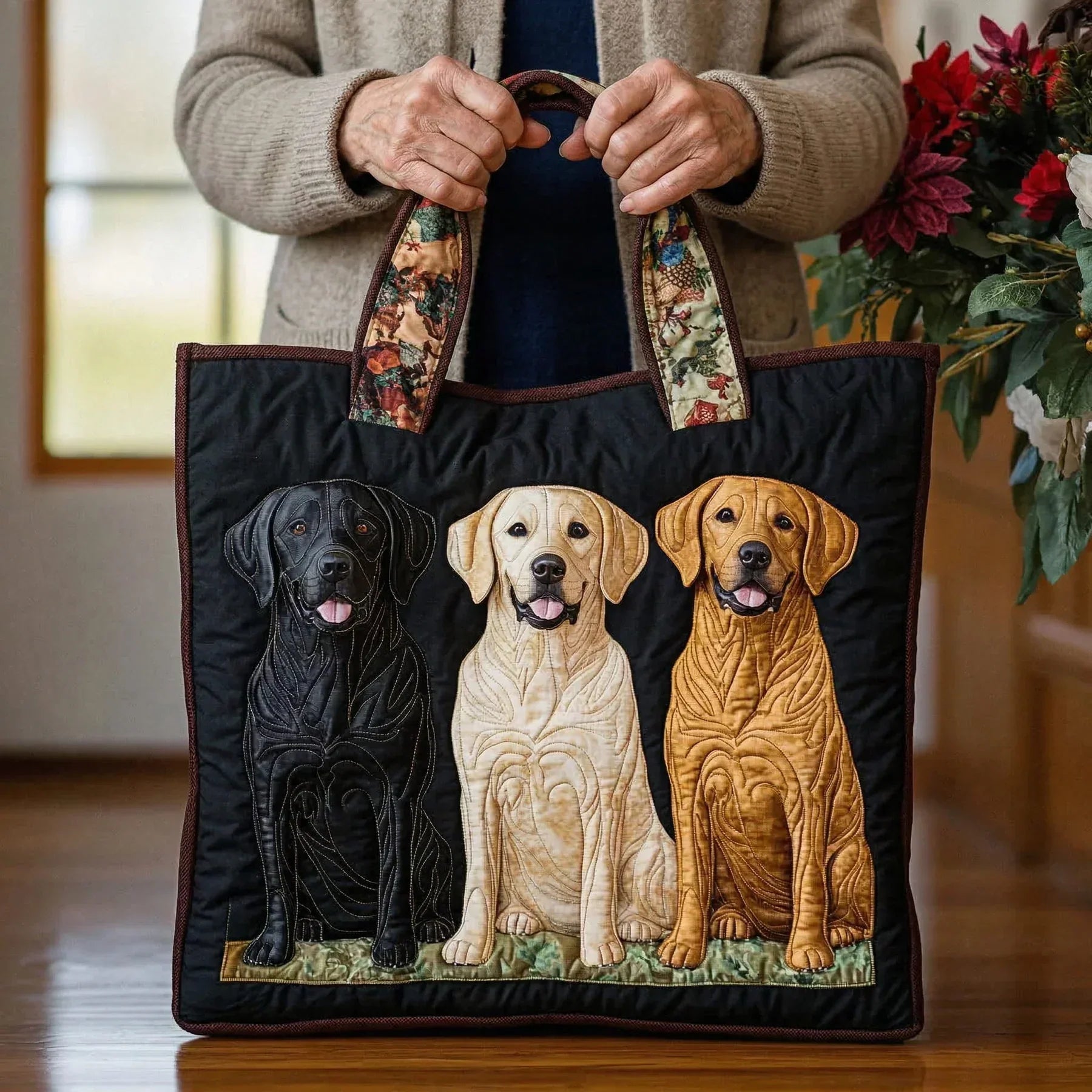 HANDMADE BAG - THREE LABRADORS