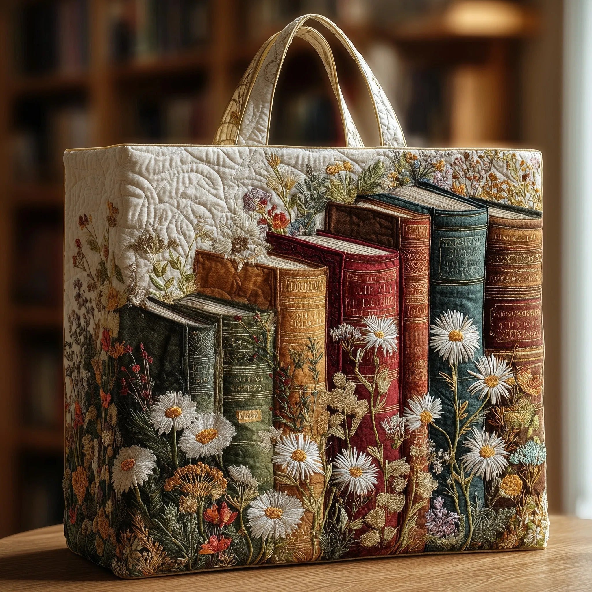 HANDMADE BAG - BOOKS AND FLOWERS